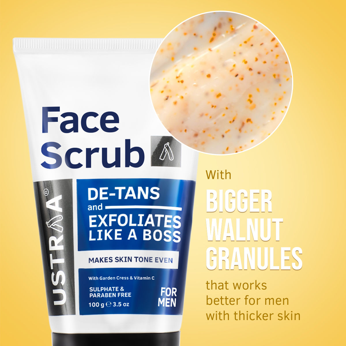 Ustraa Total De Tan Kit (Face Scrub De-tan -100g & De-Tan Face Cream -50g)