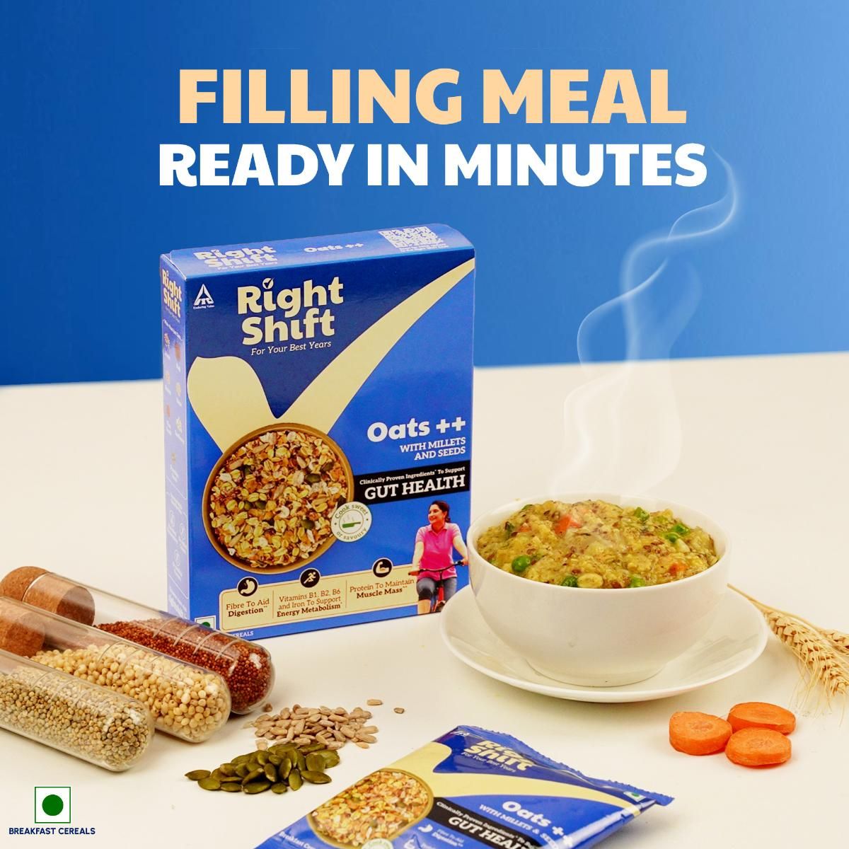 Right Shift Oats++, Millets & Seeds, High Protein Rolled Oats, Helps manage weight