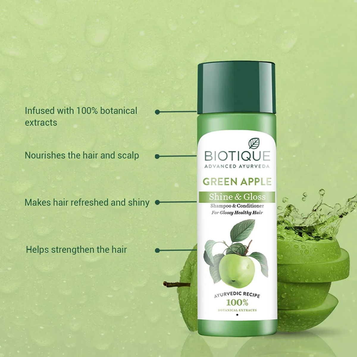 Biotique Green Apple Shine & Gloss Shampoo With Conditioner
