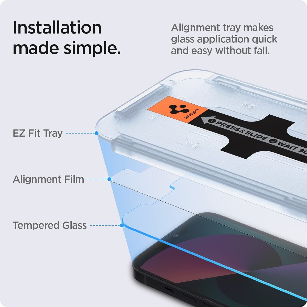 Spigen Ez Fit Tempered Glass Screen Protector Guard For Iphone 14/13/13 Pro Smartphone - 2 Pack