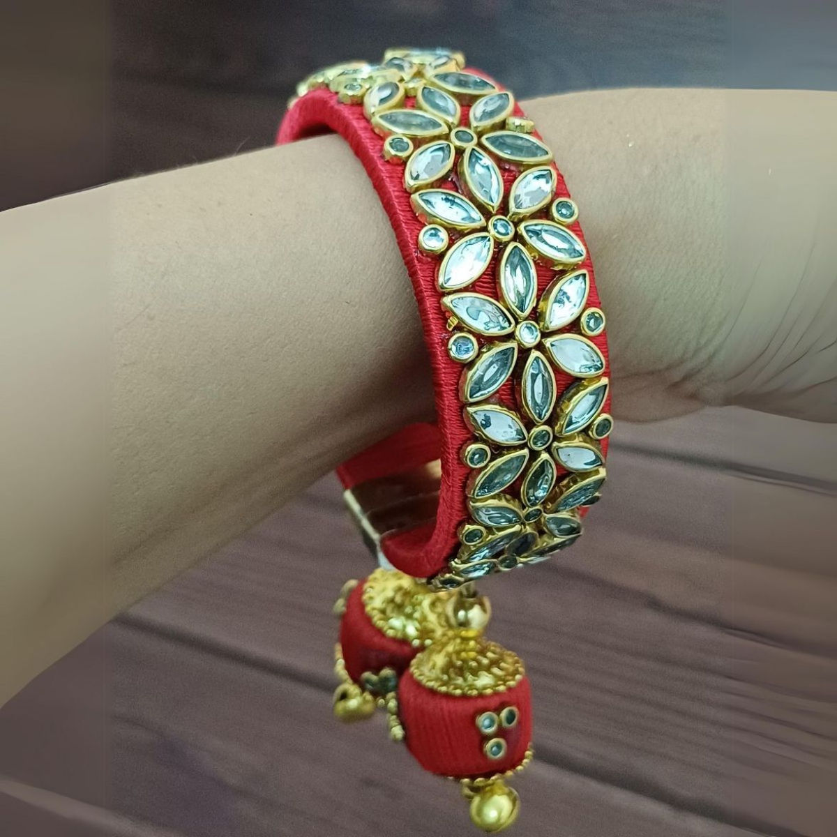 Gullak Gold Embellishments and Kundan Work Bangle - Flexible