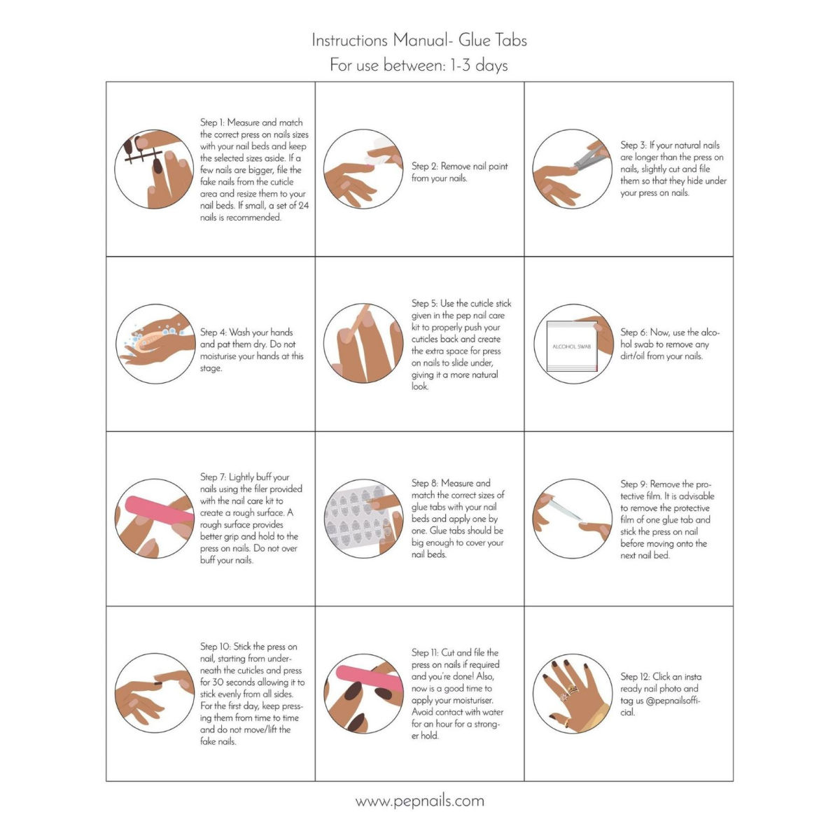 Pep Nails | Maroon | Hand Nails | Medium Round Red | Glossy Solid Press On Nails | 24 Tips