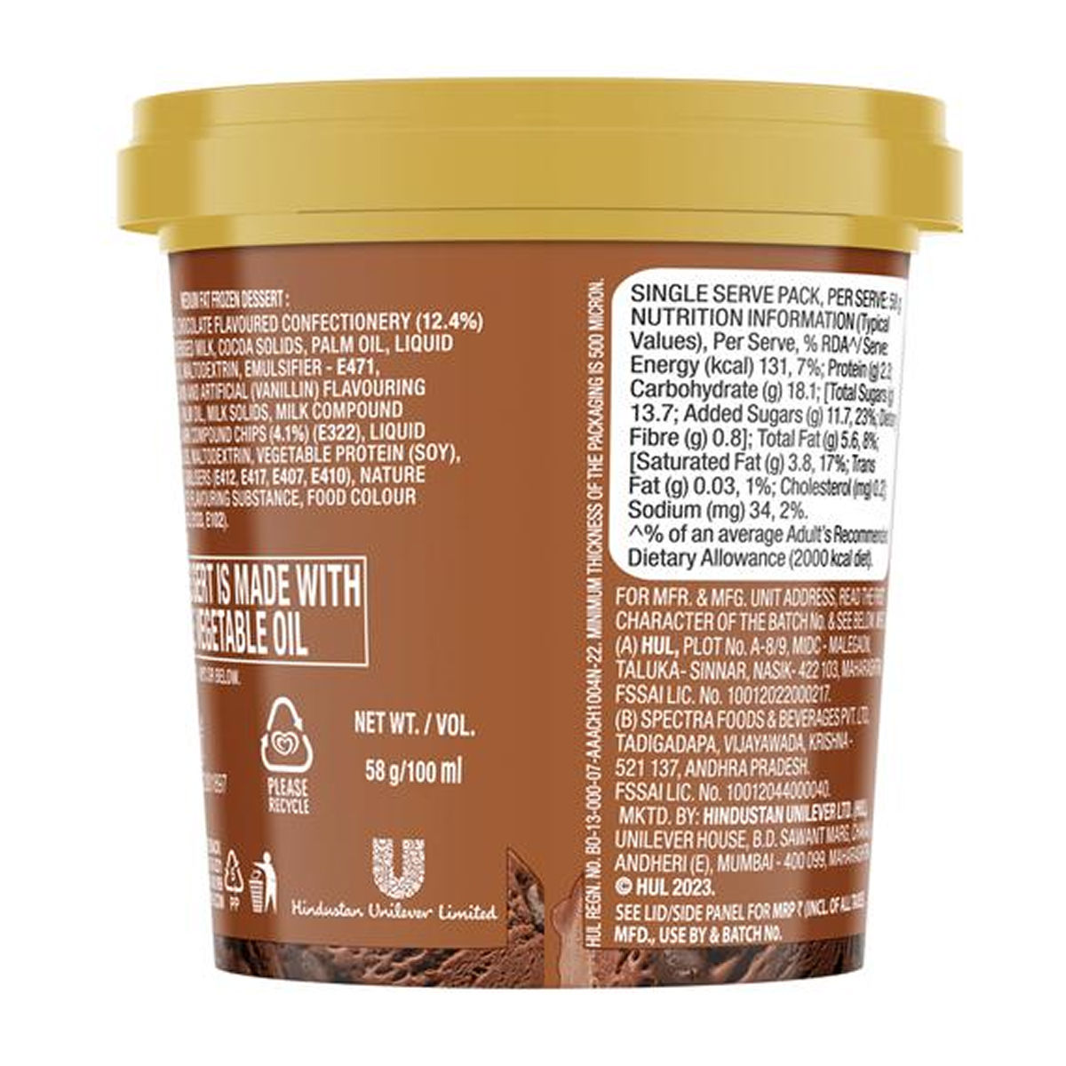 Kwality Wall's Divine Chocolate Chocochip Cup 100 ml Combo