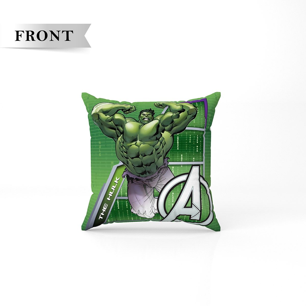 Sassoon Marvel Hulk Reversible Printed Filled Cushion | Green | 40 x 40 cm