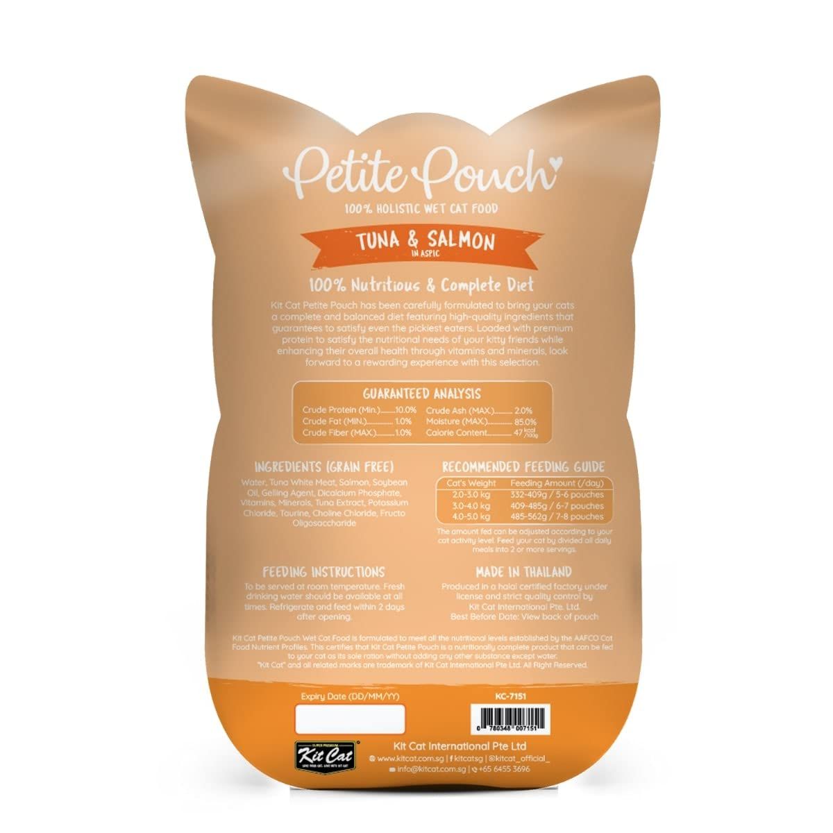 Kit Cat Petite Pouch Complete & Balanced Wet Cat Food - Tuna & Salmon In Aspic