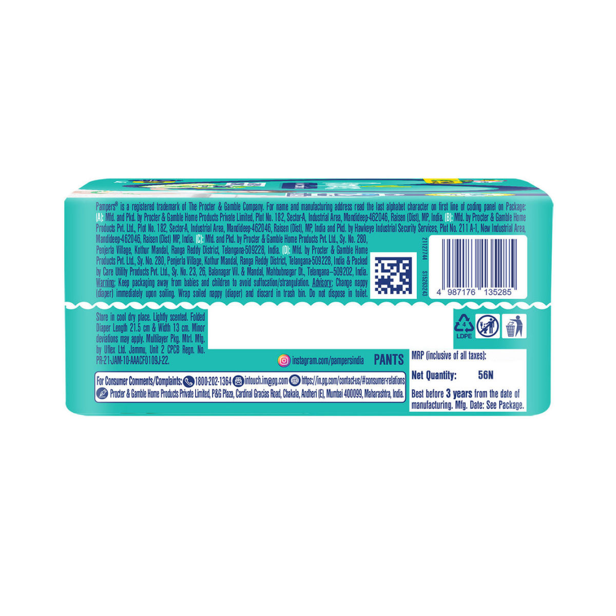 Pampers All Round Protection Baby Diapers | Pant Style | XL | 56 pcs