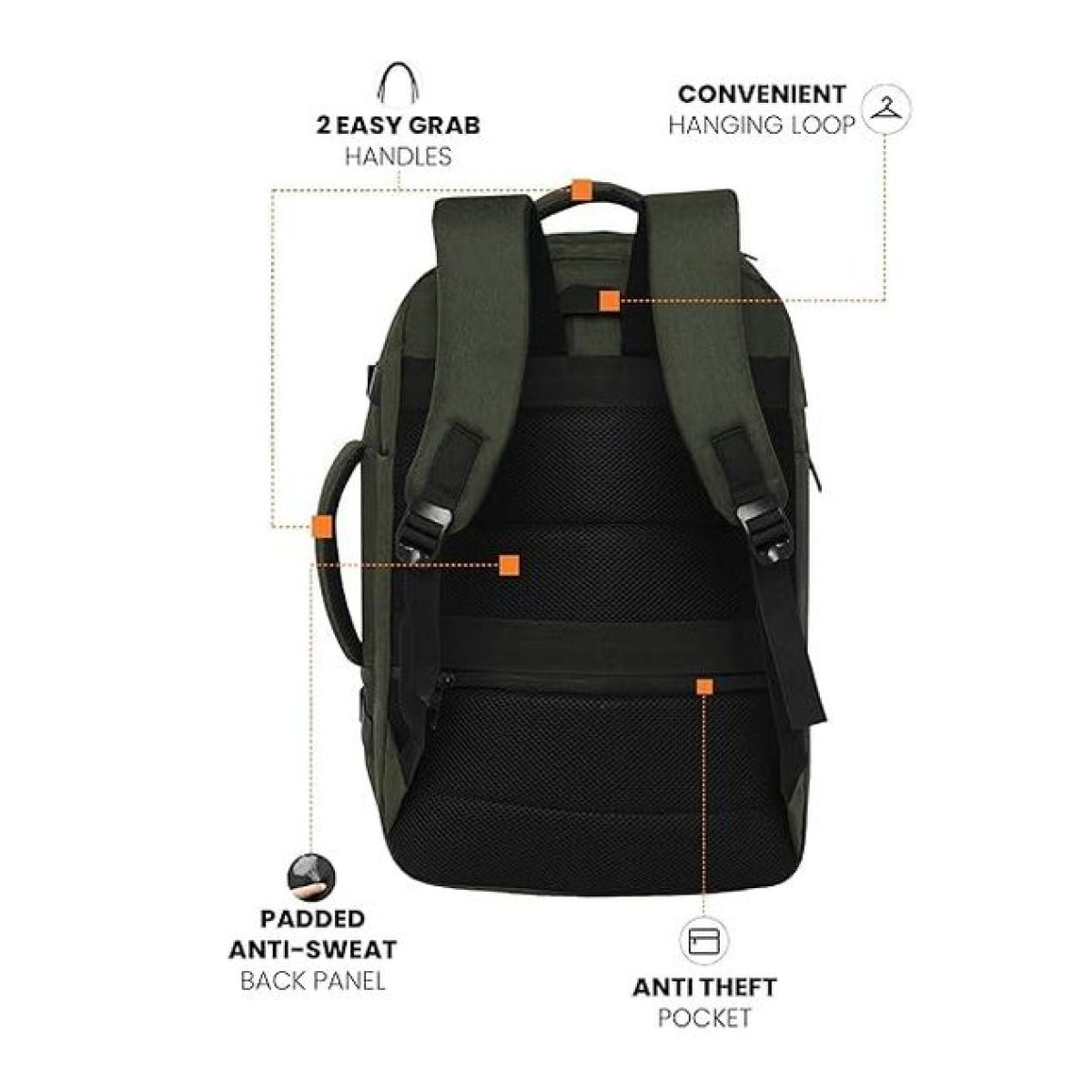 Fur Jaden Unisex Solid PU 40 L Double Side Handle Laptop Backpack | Green - 15.6 Inches