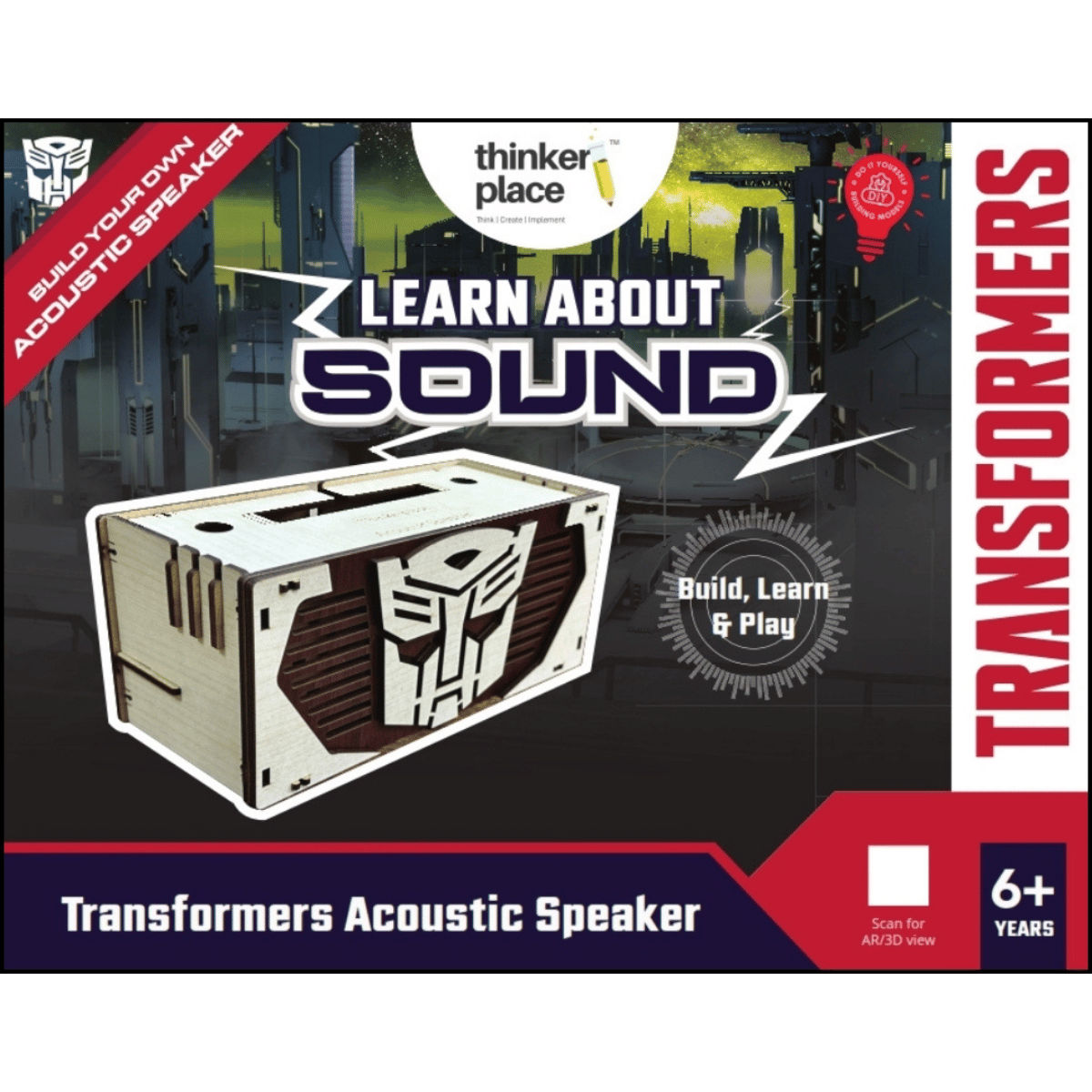 ThinkerPlace Transformer Acoustic Speaker Kit | Build & Learn Sound with Speaker (Age 6+)