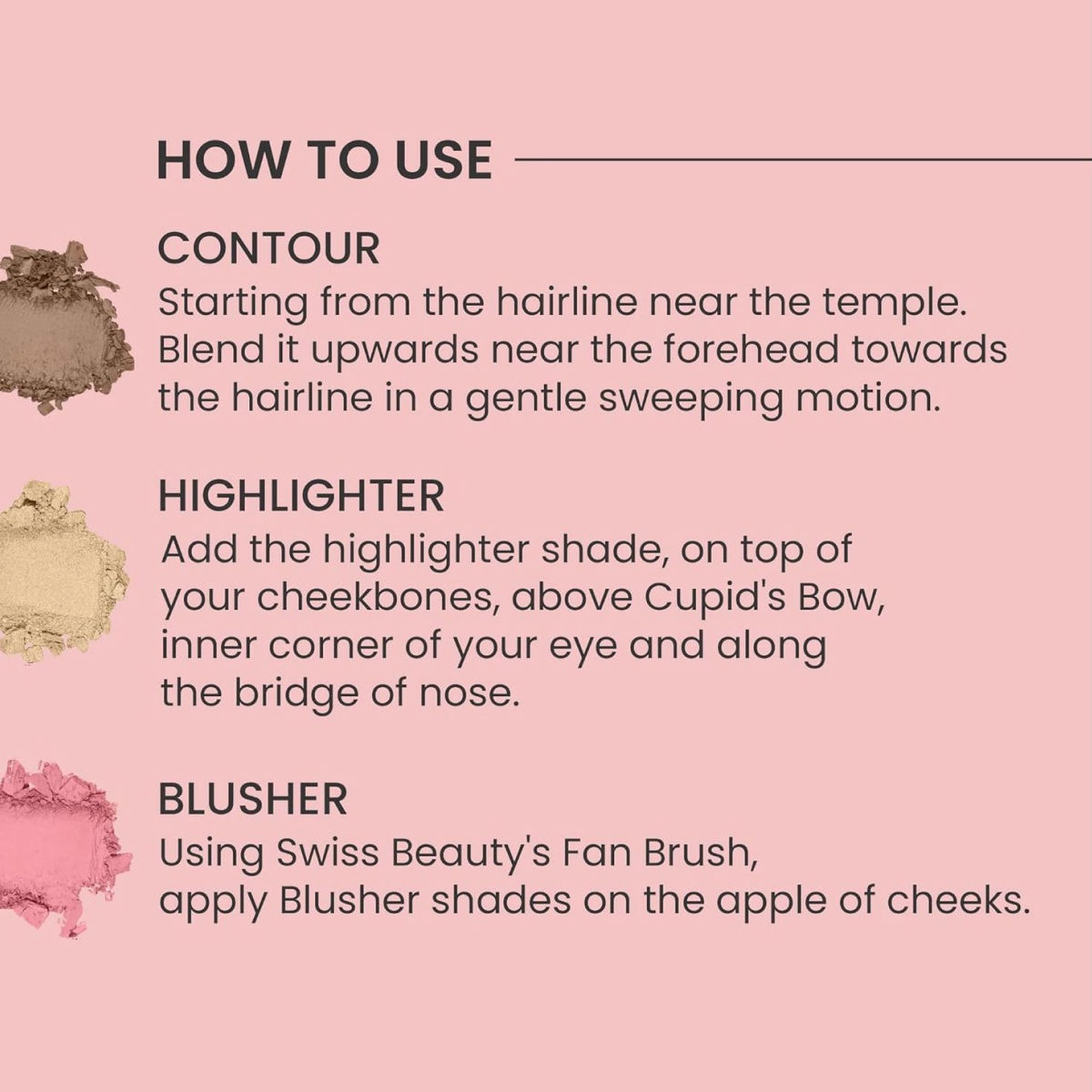 Swiss Beauty Cheek-A-Boo 3 In One Blusher Contour And Highlighter - 2
