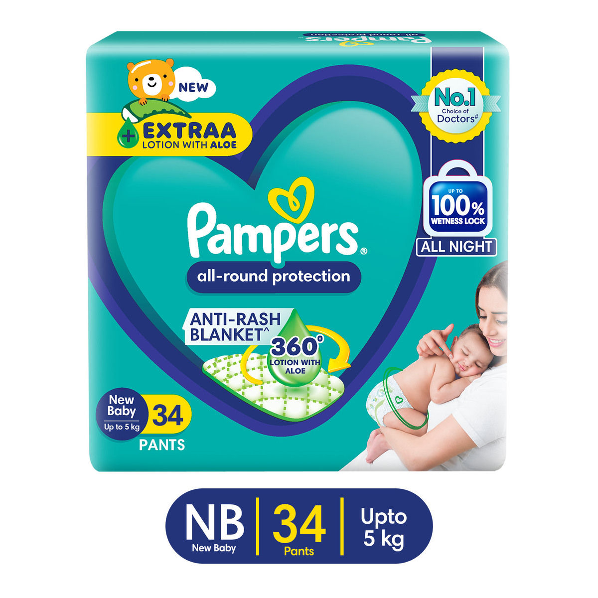 Pampers All Round Protection Baby Diapers | Pant Style | NB | 54 pcs