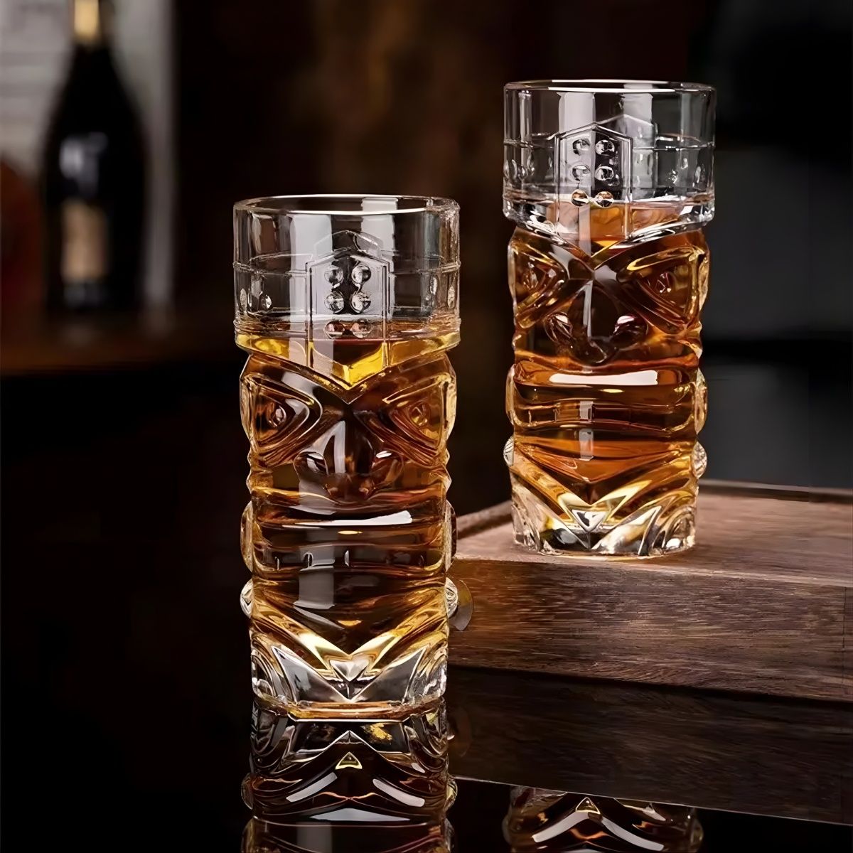 Bar Box Tiki Style Crystal Grimace Pattern Glass 410 ml