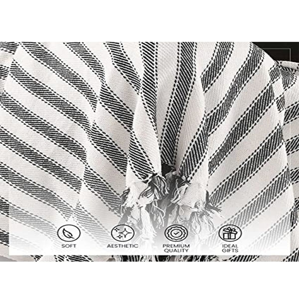 Sashaa World Green Striped Sofa Throw