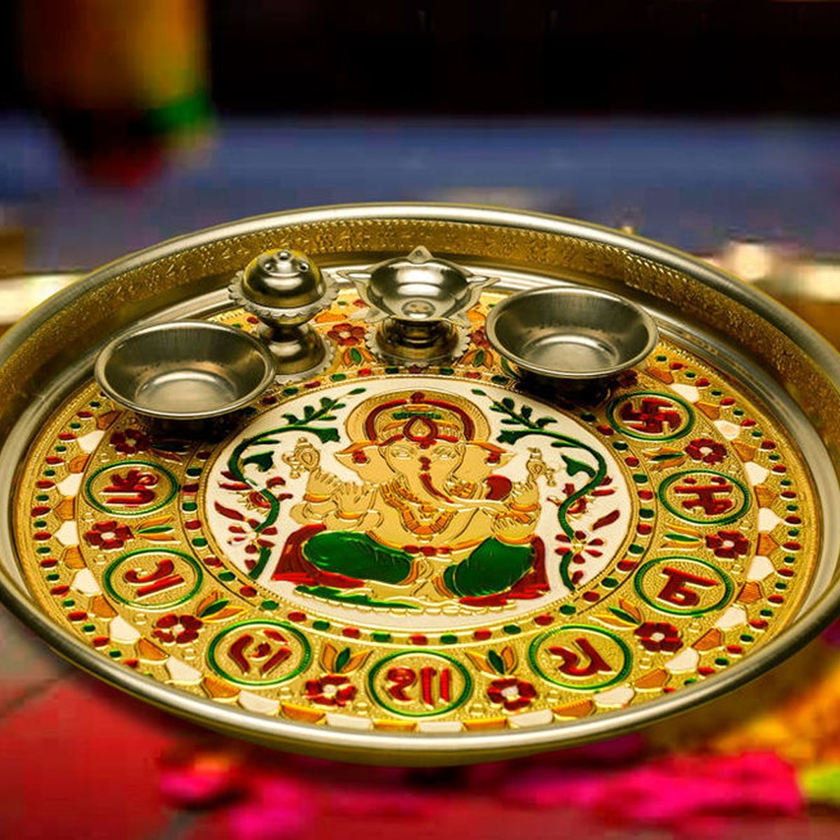 Divine Vibes Ganesh Ji Puja Thali Size 10.75 Inch
