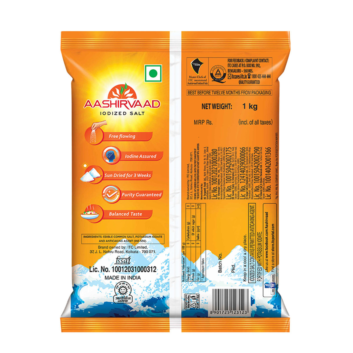 Aashirvaad Iodized Salt | Natural | Solar Evaporated Everyday Salt