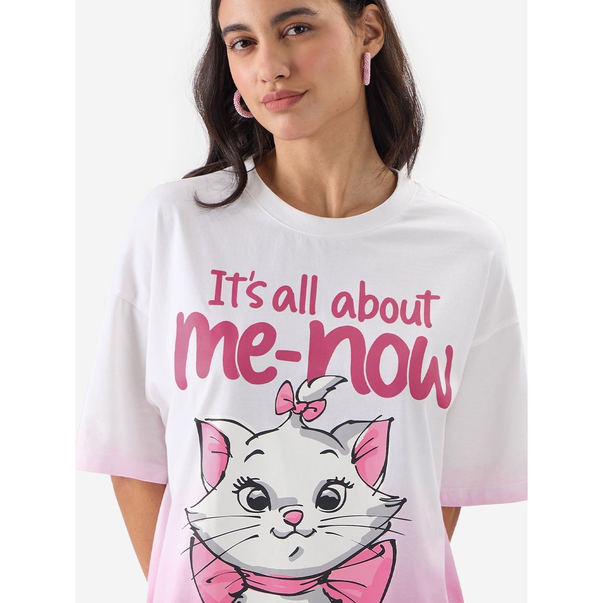 The Souled Store Women's The Aristocats It's All About Me Now Oversized T-shirt | White - L