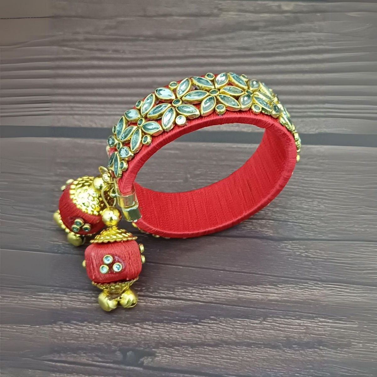 Gullak Gold Embellishments and Kundan Work Bangle - Flexible
