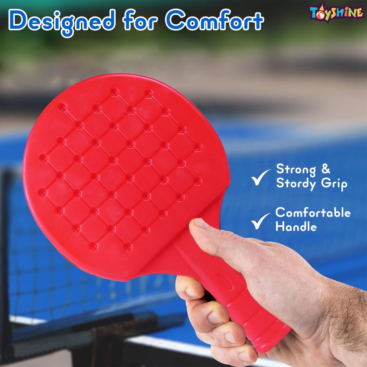 Toyshine Portable Plastic TT Racket Set, Includes 2 Racquets and Balls, for Kids