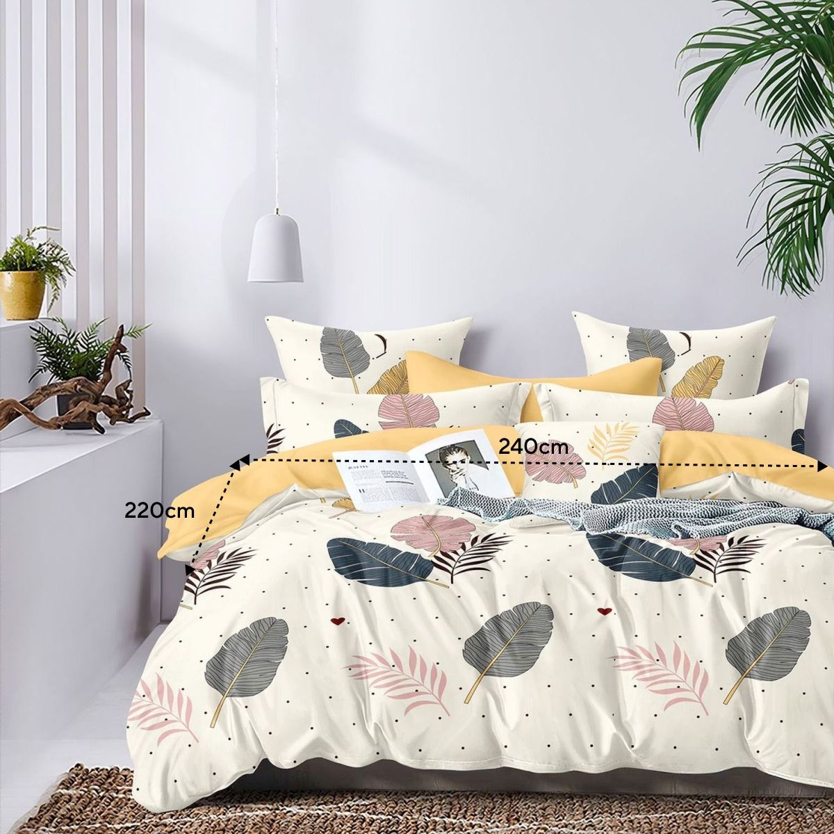 Elegant Weavers Printed Double Bedsheet with 2 Pillow Cover - Zade | 220cm x 240cm