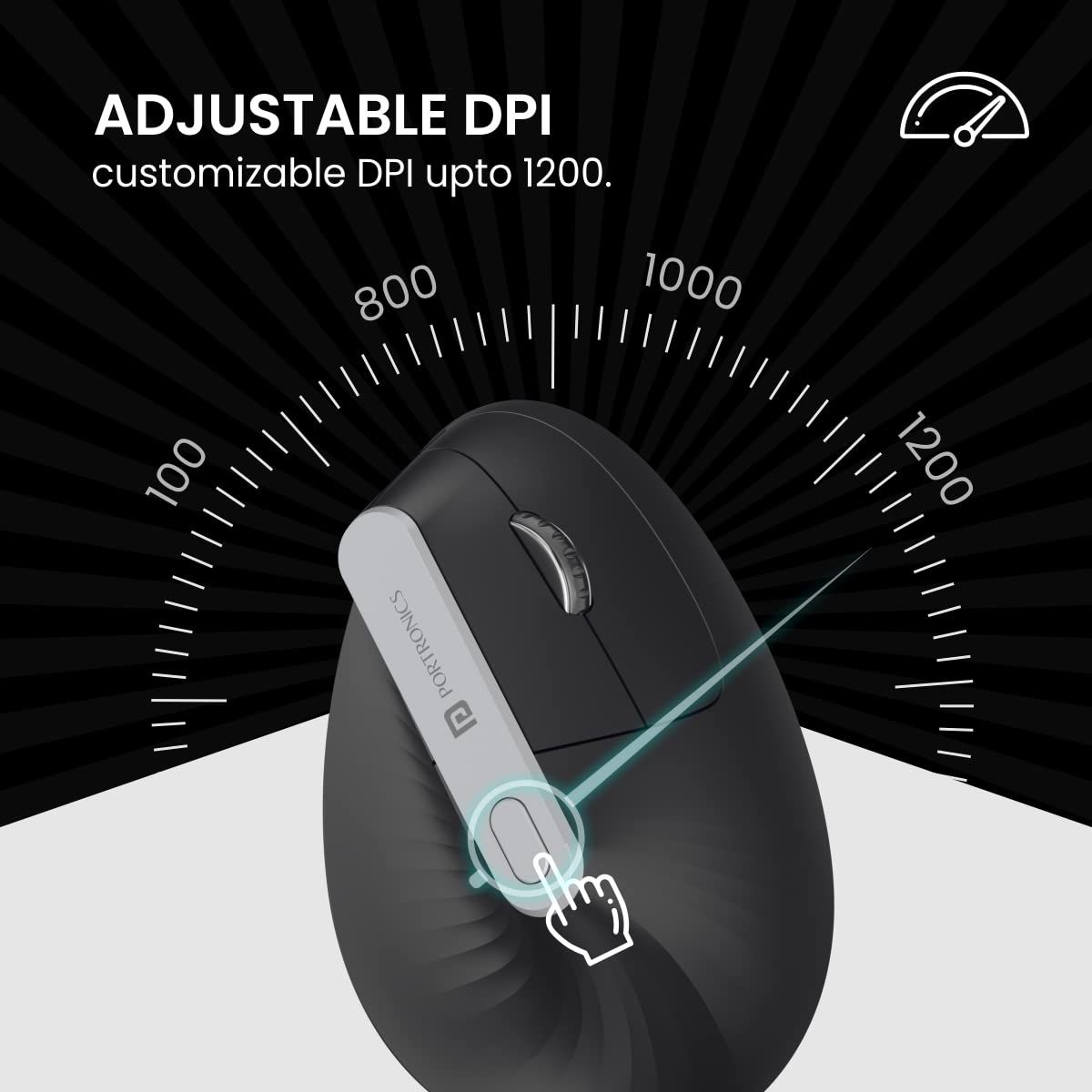 Portronics Vertical Advanced Ergonomic Mouse(Black)