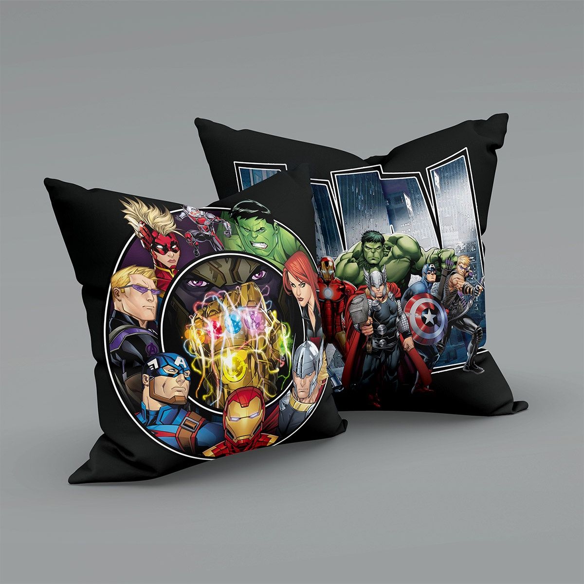 Sassoon Marvel Avenger Reversible Printed Filled Cushion | Black | 40 x 40 cm