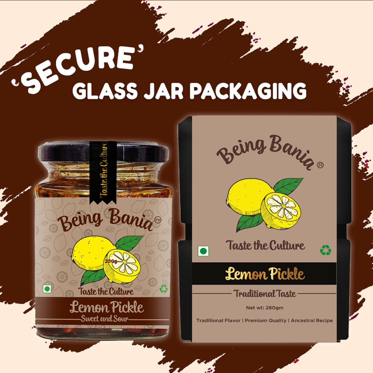 Being Bania Sweet Lemon Pickle with a flavor of Hing - Oil-free