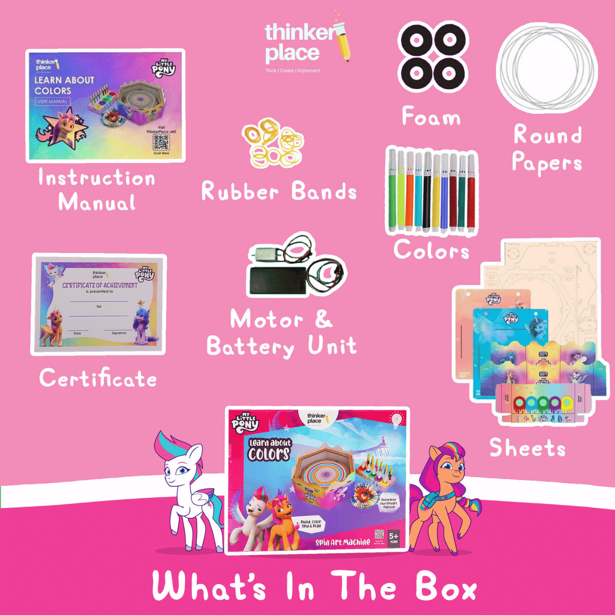ThinkerPlace My Little Pony Spin Art Machine | Fun Learning with Spin Art & AR Experience (Age 5+)