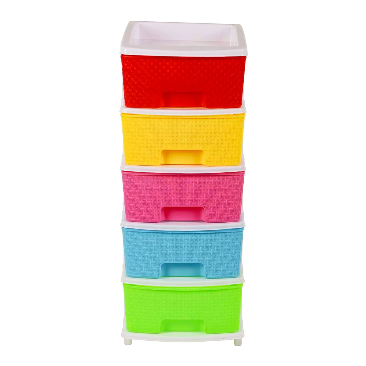 Kuber Industries Plastic Modular Storage Drawer Rack for office|School|Home|5-Tier|Multicolor