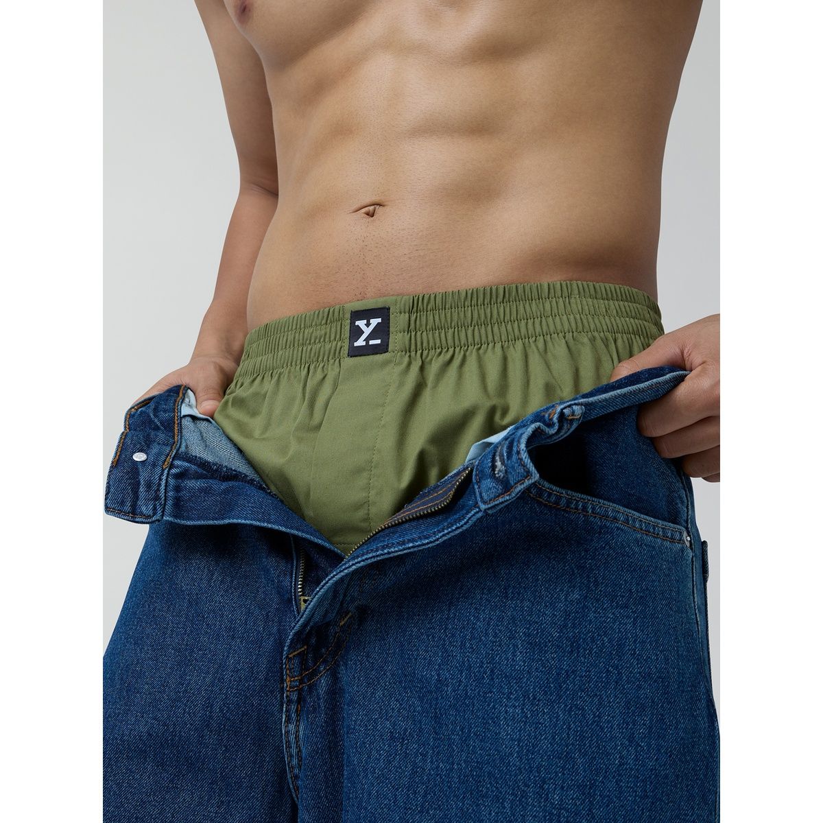 XYXX Pace 100% super combed cotton Printed Boxer | Back Pocket | Army Green- XL