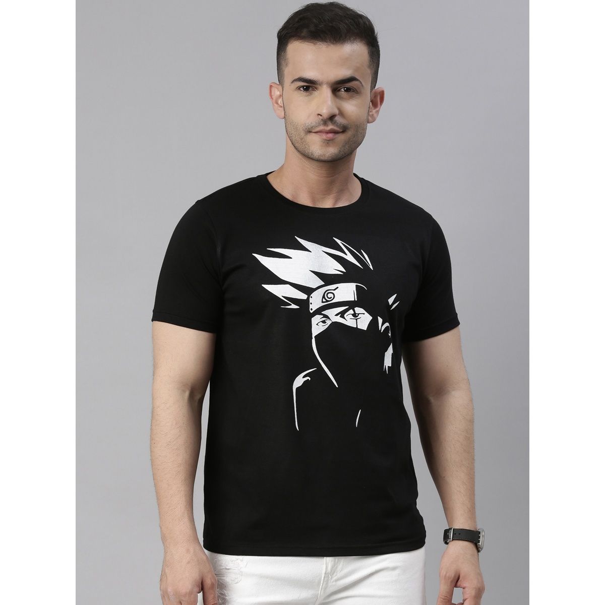Bushirt Men's Hatake Kakashi | Naruto Anime T-shirt | Black - XL