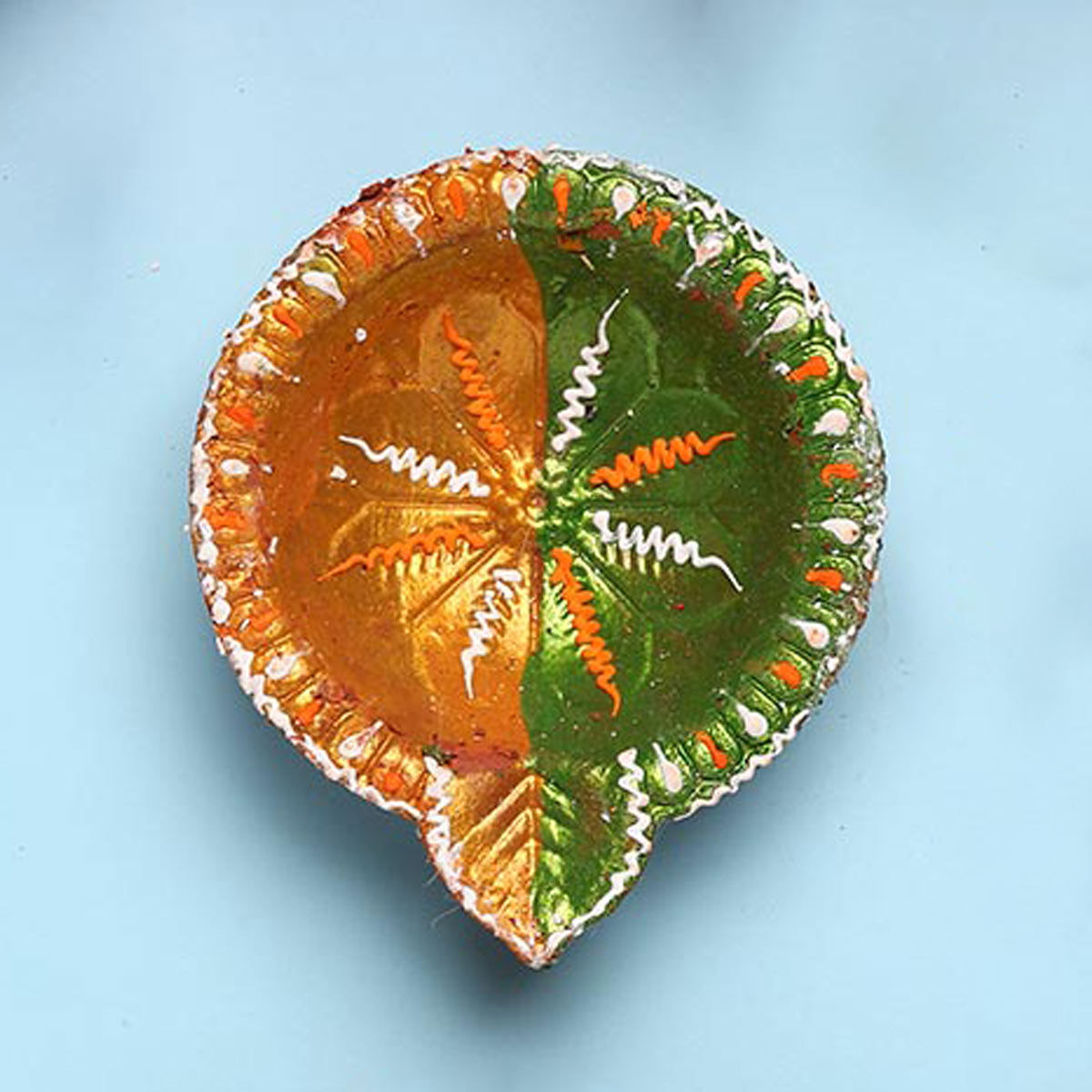 Shruti Creations In Flower Decorative Clay Diya - Set Of 4