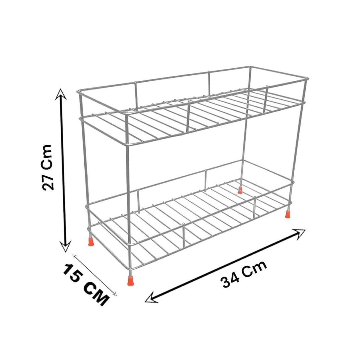 Go Hooked Stainless Steel 2-Tier Multipurpose Shelf Basket Storage Organizer