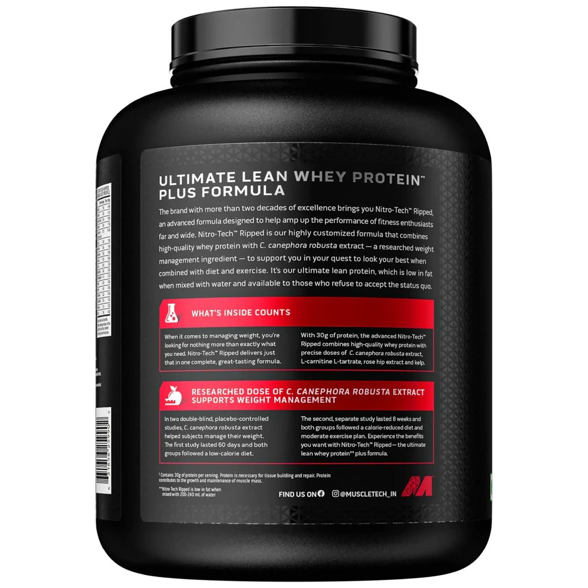 Muscletech Nitrotech Ripped Chocolate Fudge Brownie Low Fat Lean Whey Protein VEGetarian