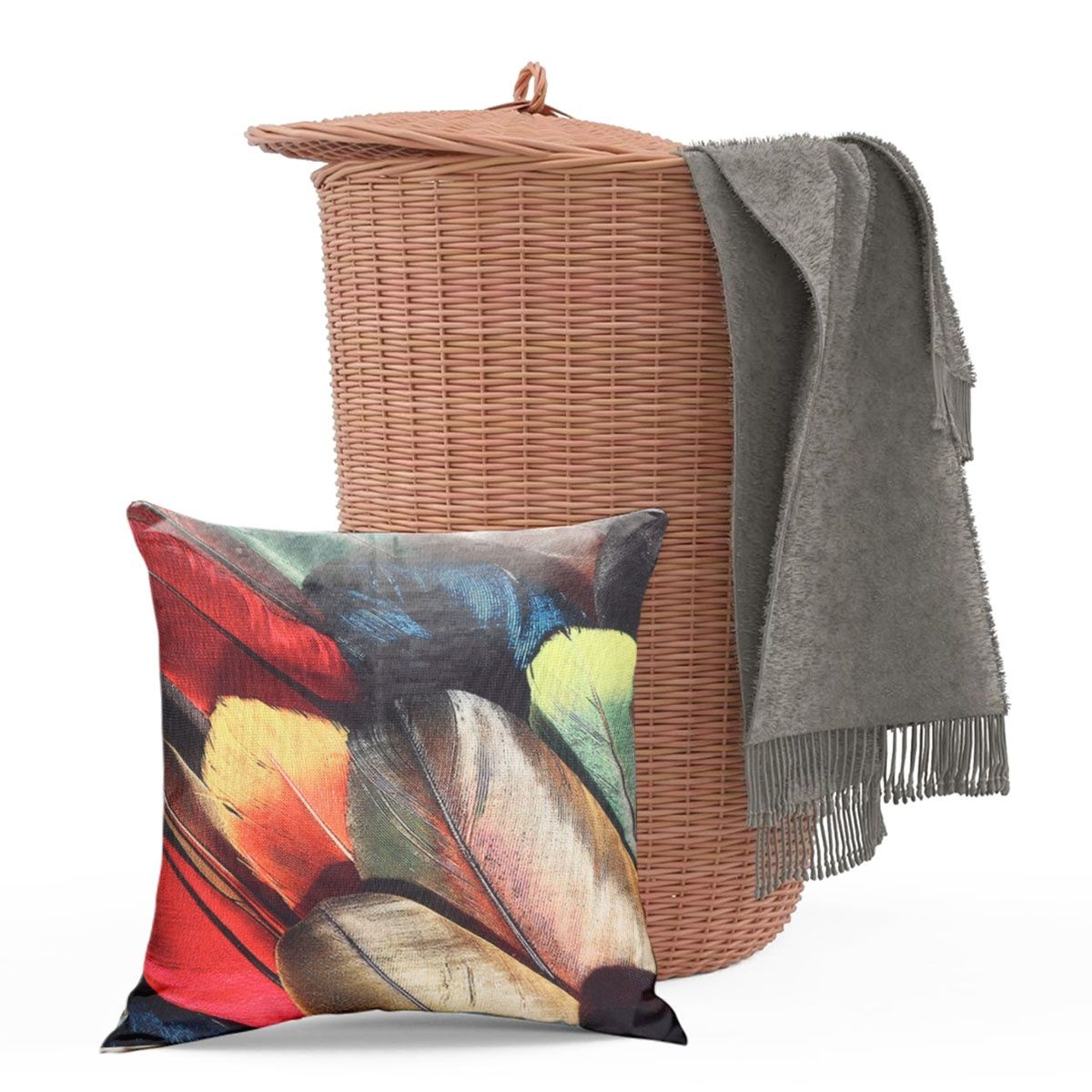 Romee Soft Jute Bird Feather Print Cushion Covers 40 x 40cm Set of 5 | Multicolor