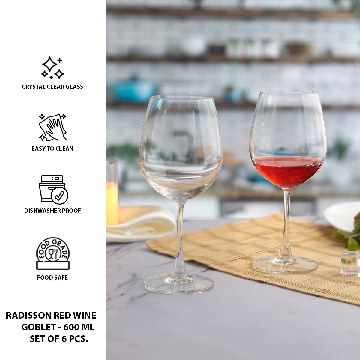 Sanjeev Kapoor RadisSet of n Red Wine Goblet 600 ml | Set of 6 Piece