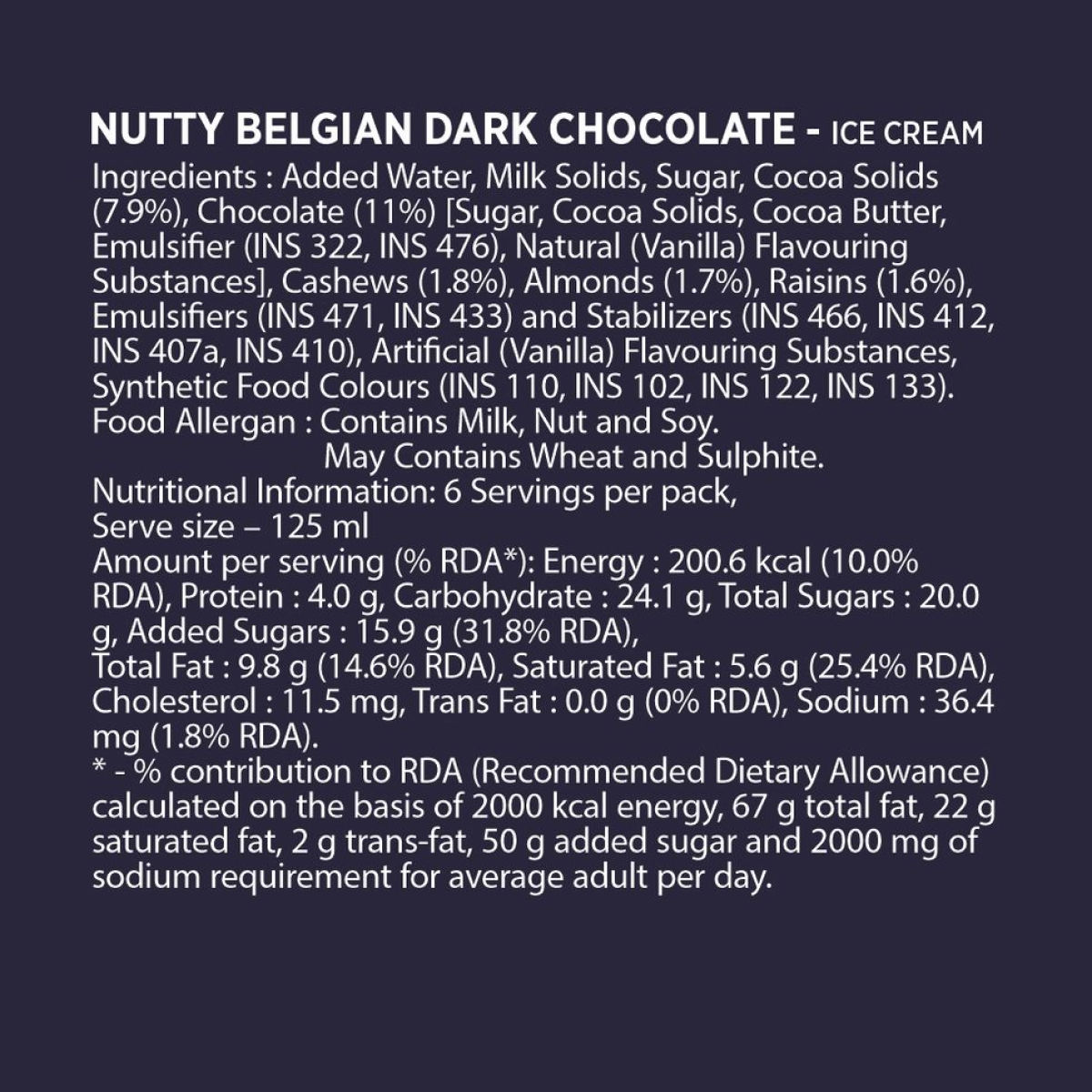 Havmor Signature Nutty Belgian Dark Chocolate Ice Cream Tub 750 ml Combo