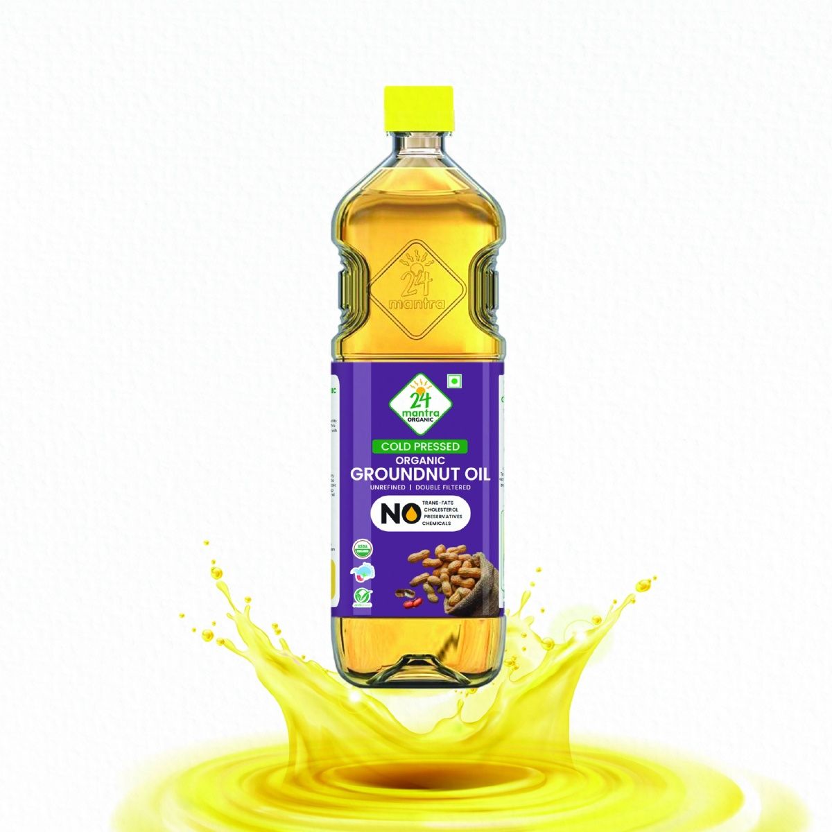 24 Mantra Organic Groundnut Oil Cold Pressed | Bottle