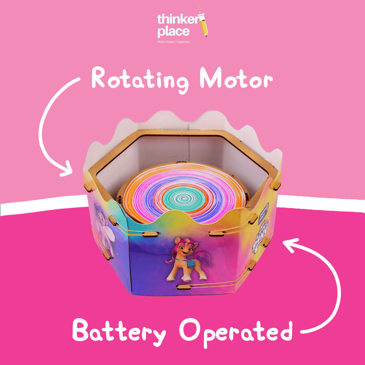 ThinkerPlace My Little Pony Spin Art Machine | Fun Learning with Spin Art & AR Experience (Age 5+)