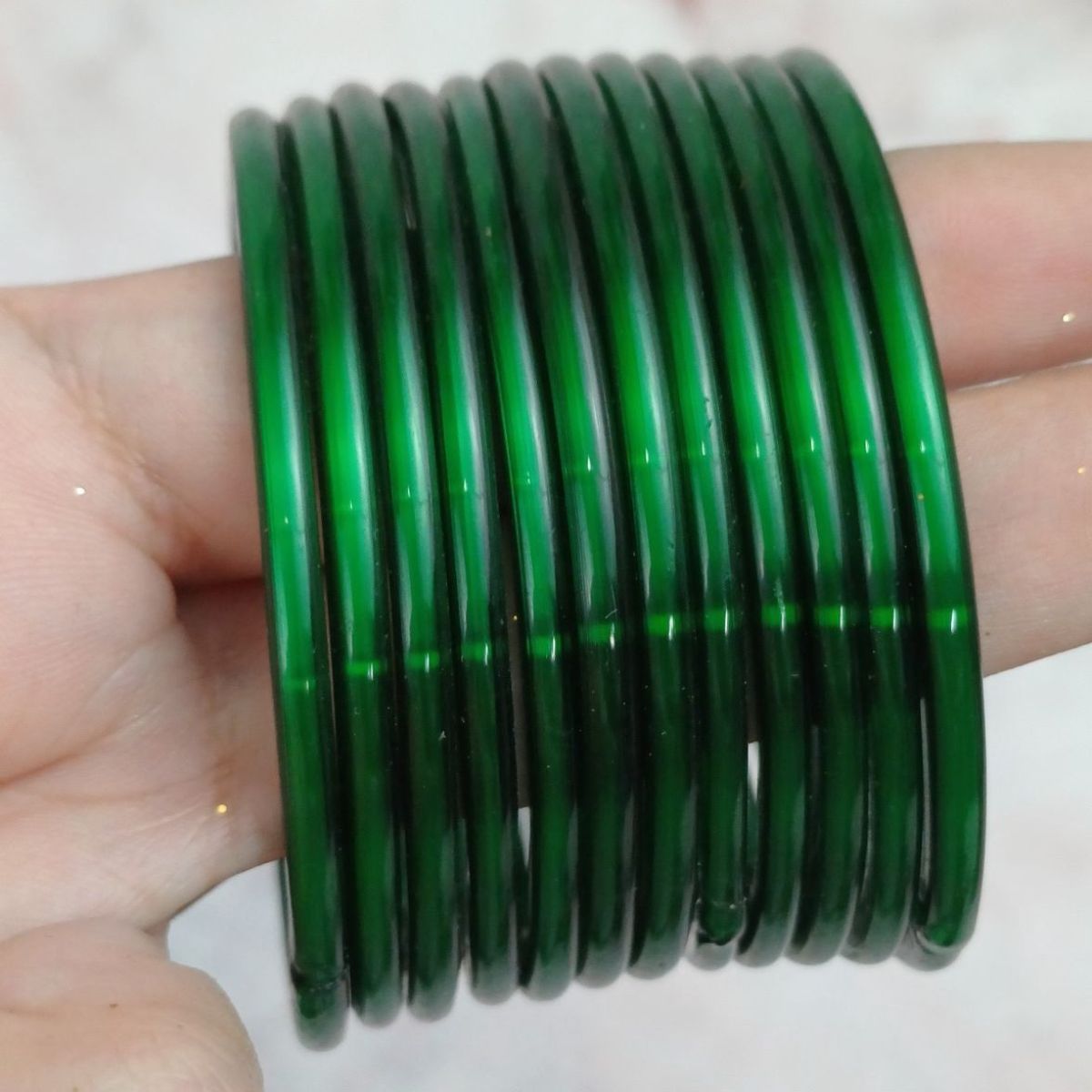Gullak Green Glass Bangle Set - Size 2.6