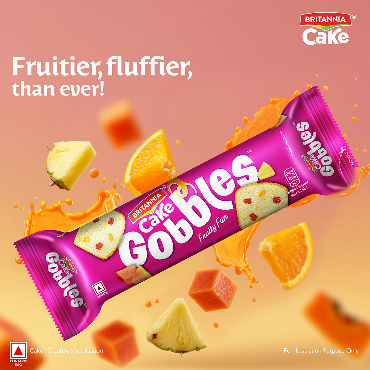 Britannia Gobbles Bar Cake - Fruity Fun 100 g Combo