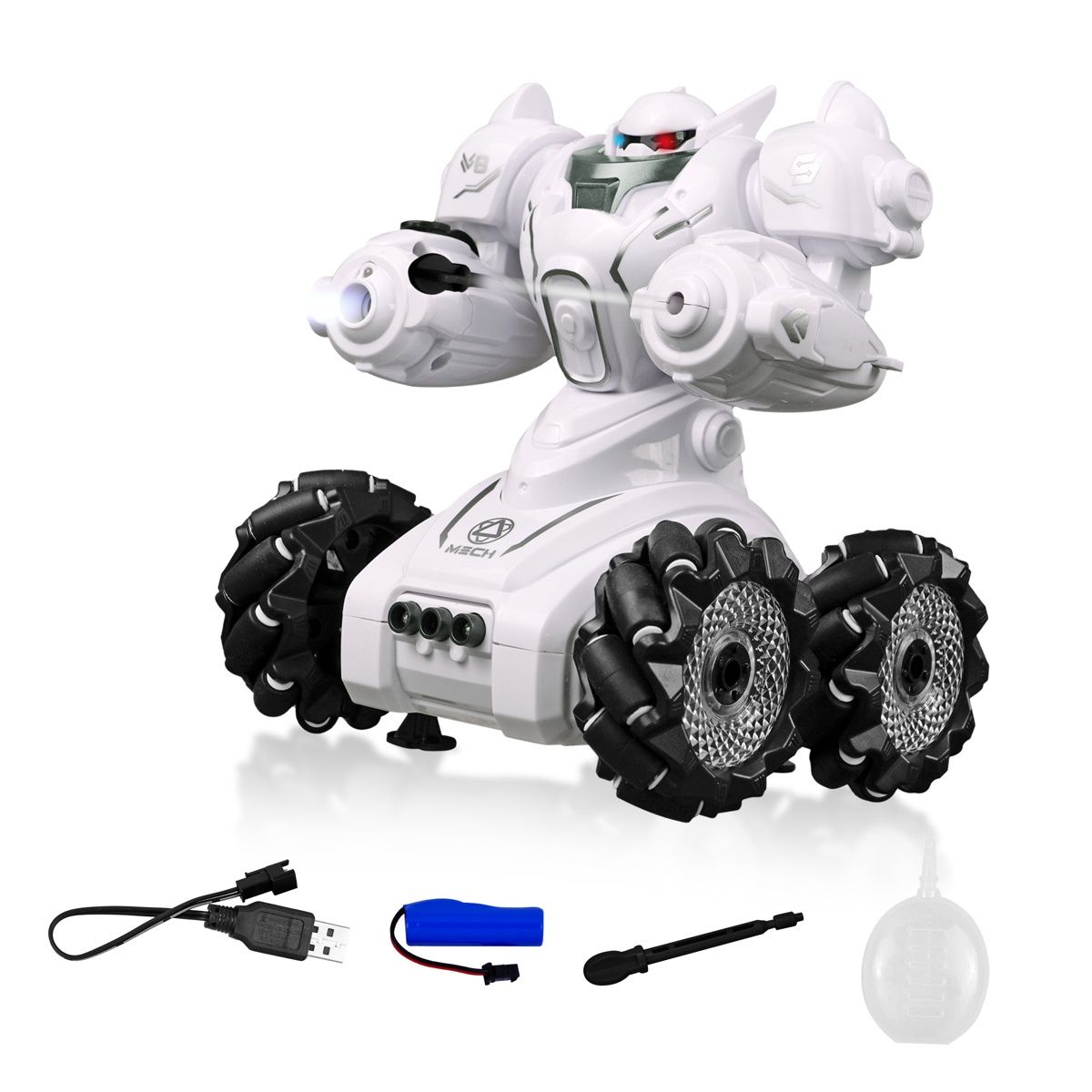 Toyshine Remote Control Multifunction Stunt Robot Gesture Control with Light And Mist Spray |White