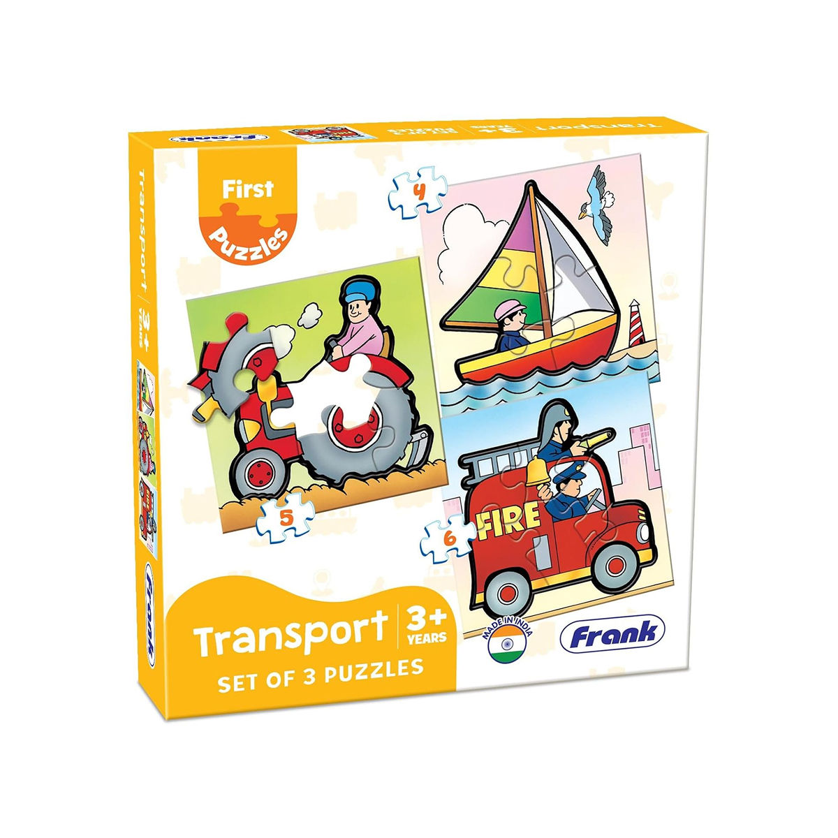 Frank Transport - A Set Of 3 First Puzzles - 4, 5 & 6 Pieces