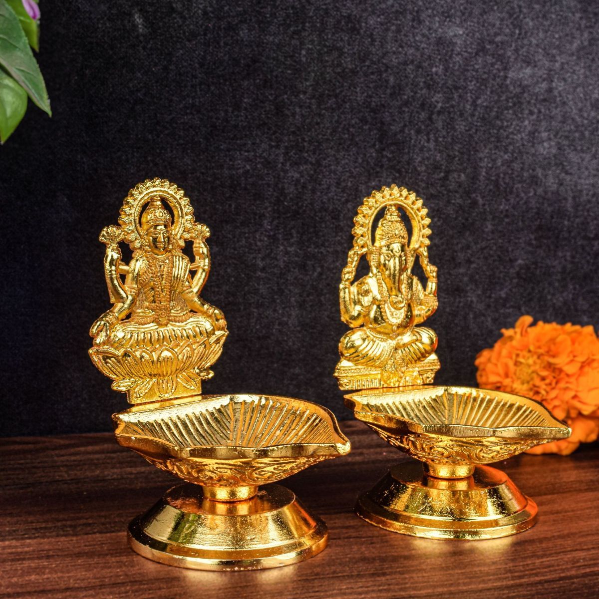 Metal Lakshmi Ganpati Diya