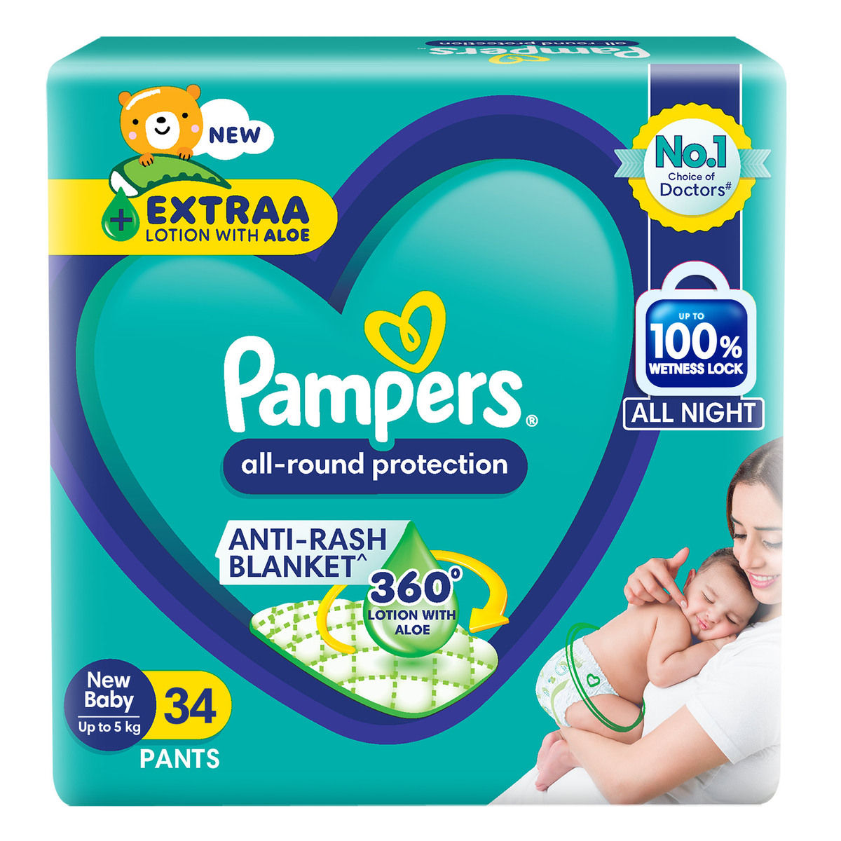 Pampers All Round Protection Baby Diapers | Pant Style | NB | 54 pcs
