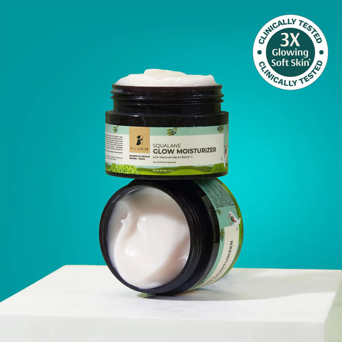 Pilgrim Squalane Glow Moisturizer For Face With Niacinamide & Vitamin C For Glowing Skin