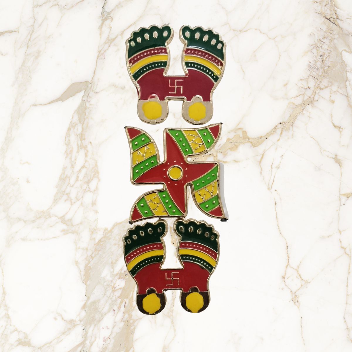 Pichai Charan & Swastik Sticker Set Of 3 (Assorted Designs)