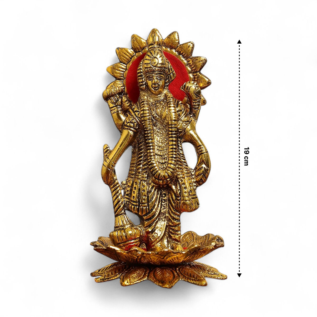Devnidhii Vishnu Ji Idol on Lotus in Gold Polish