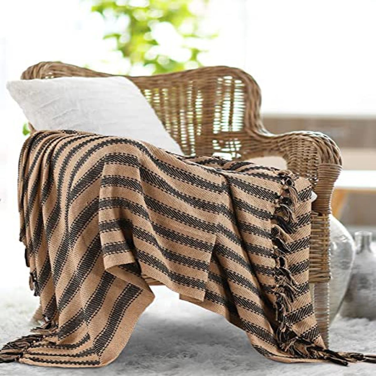 Sashaa World Striped Sofa Throw