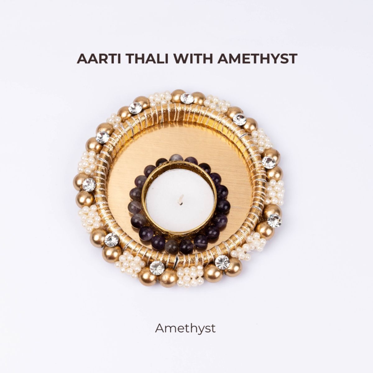 Bodh Gem and Crystals Aarti Thali With Amethyst