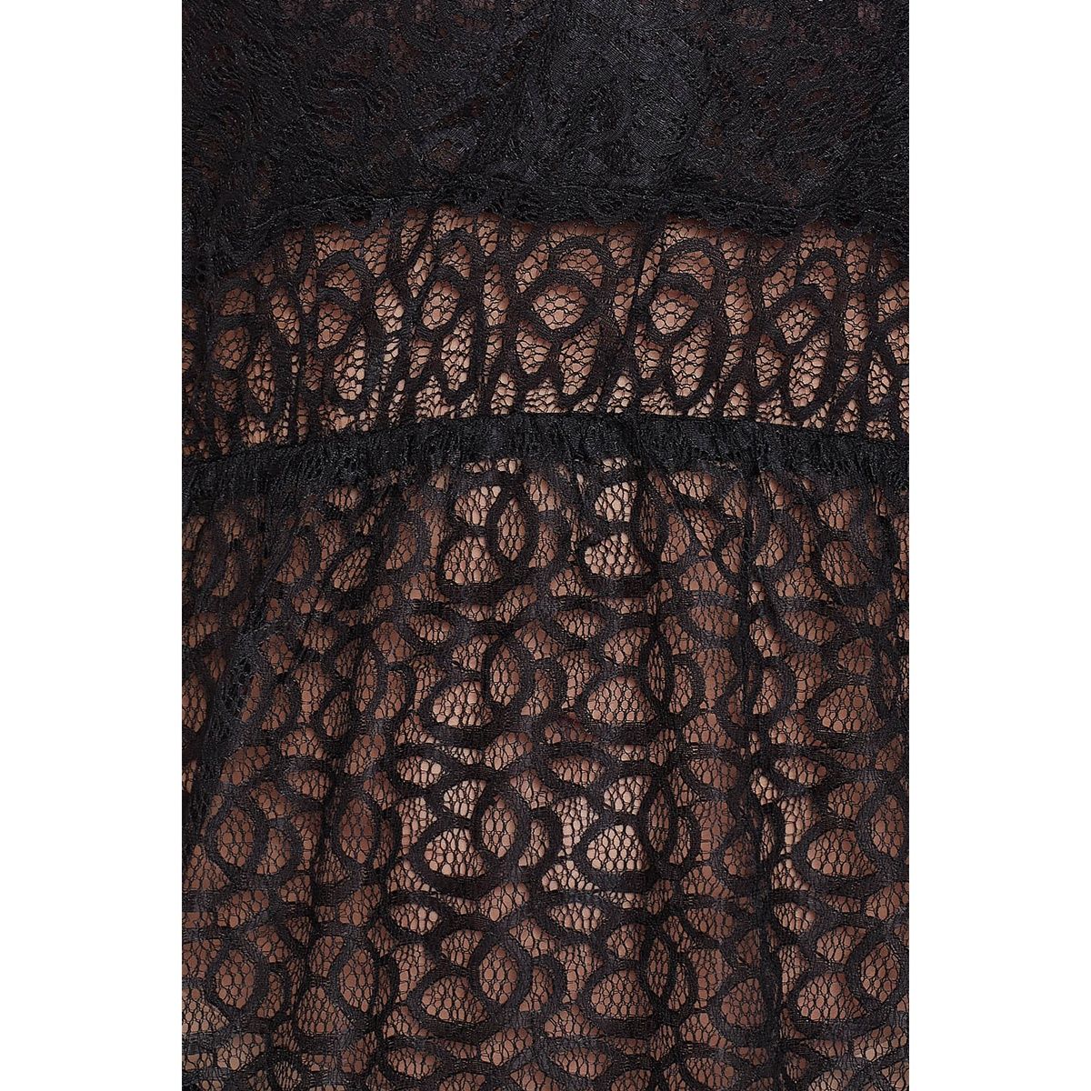 Clovia Sheer Babydoll with Matching G-String in Black - Lace | NS1300D13 | Black | L