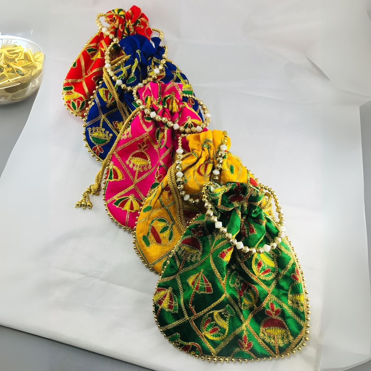 Gullak Women's Embroidered Silk Potli | Multicolour